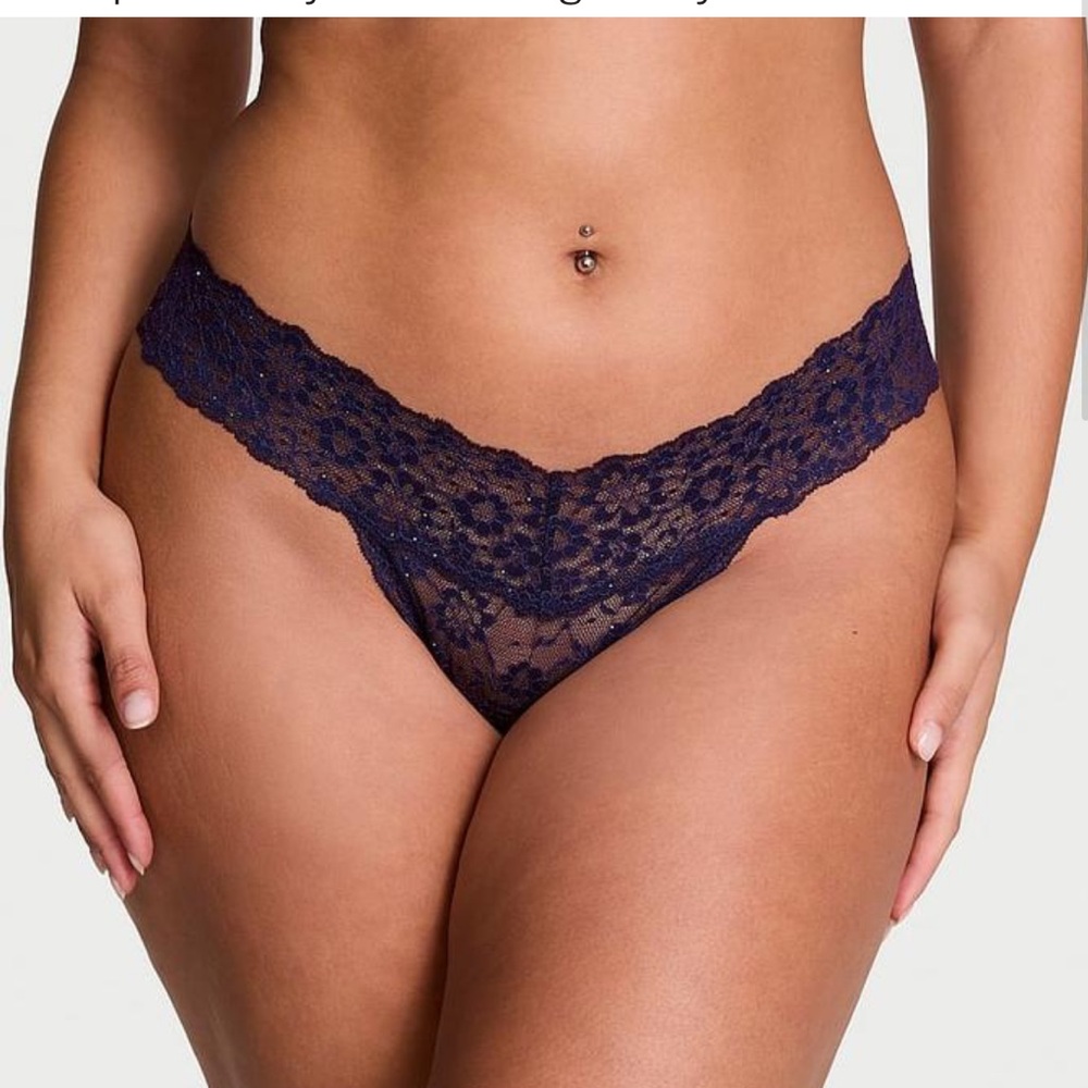 NWT Victoria’s Secret THE LACIE
Sequin Posey Lace Thong Panty.